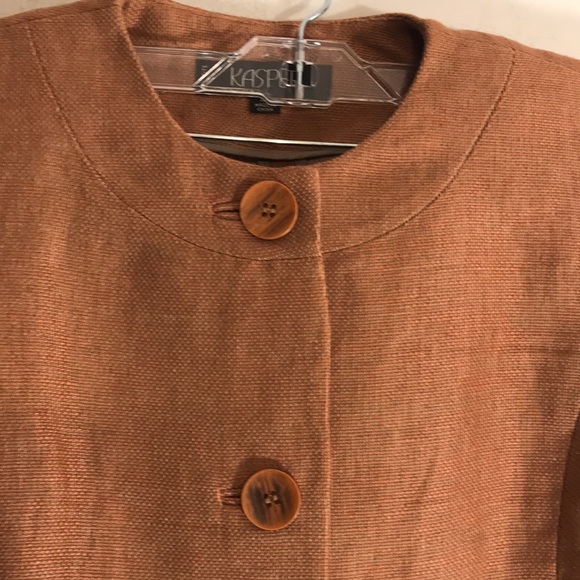 KASPER LINEN COTTON 2 PC SUIT JACKET SKIRT SIZE 4P PETITE - Picture 2 of 7